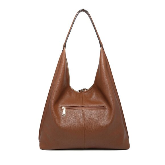 Large Deep Burgundy Pebbled Vegan Leather Hobo Bag - Picture 2 of 6